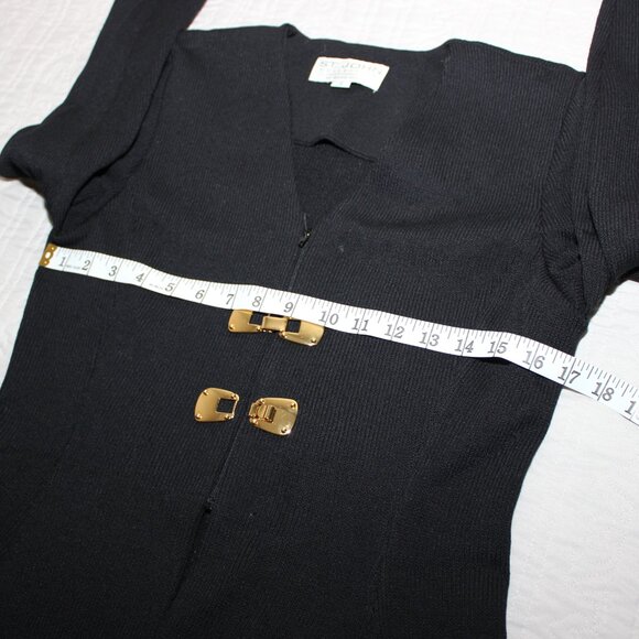 St. John Collection Womens Zip Santana Knit Sweater Jacket Blazer Black Size 6 - Picture 7 of 9